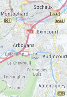 Carte de Audincourt