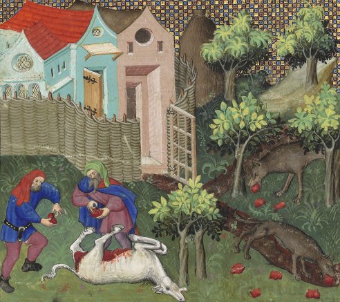 Chapitre LXX Ci devise comment on puet prendre les lous aux aguilles, Livre de la chasse, Gaston Phébus