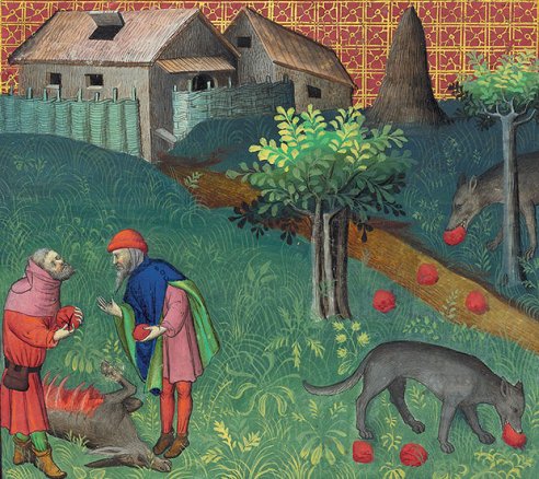 Chapitre LXX Ci devise comment on puet prendre les lous aux aguilles, Livre de la chasse, Gaston Phébus