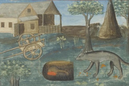 Chapitre LXIX Ci devise comment on puet prendre les lous ès fousses au train, Livre de la chasse, Gaston Phébus