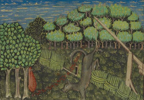 Chapitre LV, Ci devise comment on puet prendre lous et autres bestes aux haussepiedz, Livre de la chasse, Gaston Phébus